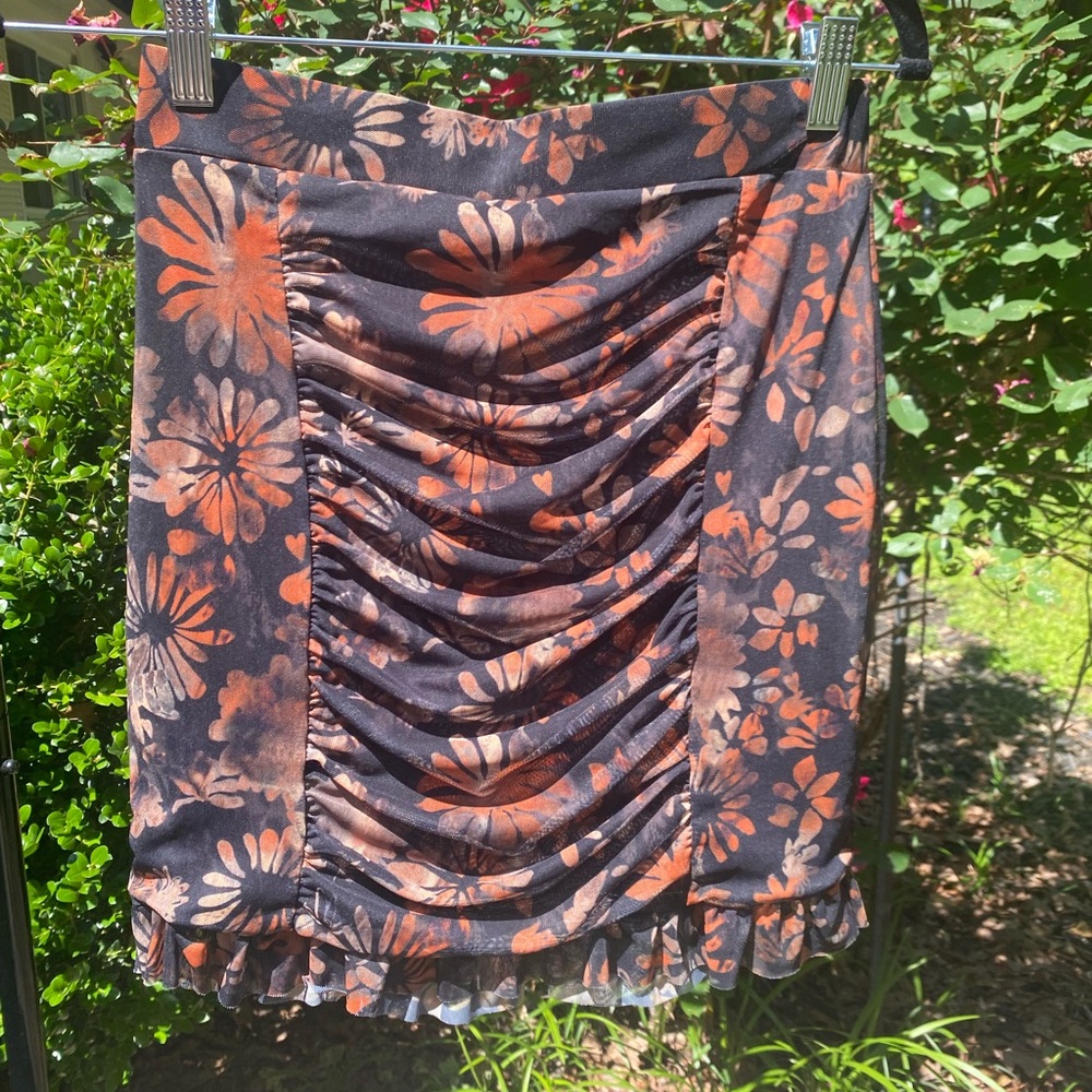 Urban Outfitters Orange and Black Mini Skirt